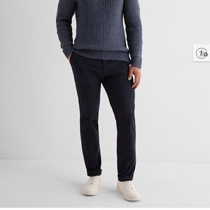 Express  Navy Slim Straight Comfort Waistband Hyper Stretch Chino
